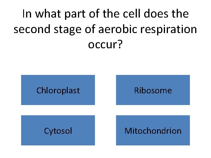 In what part of the cell does the second stage of aerobic respiration occur?