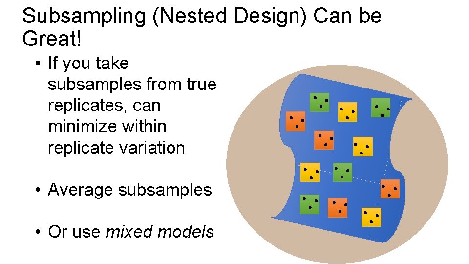 Subsampling (Nested Design) Can be Great! • If you take subsamples from true replicates,