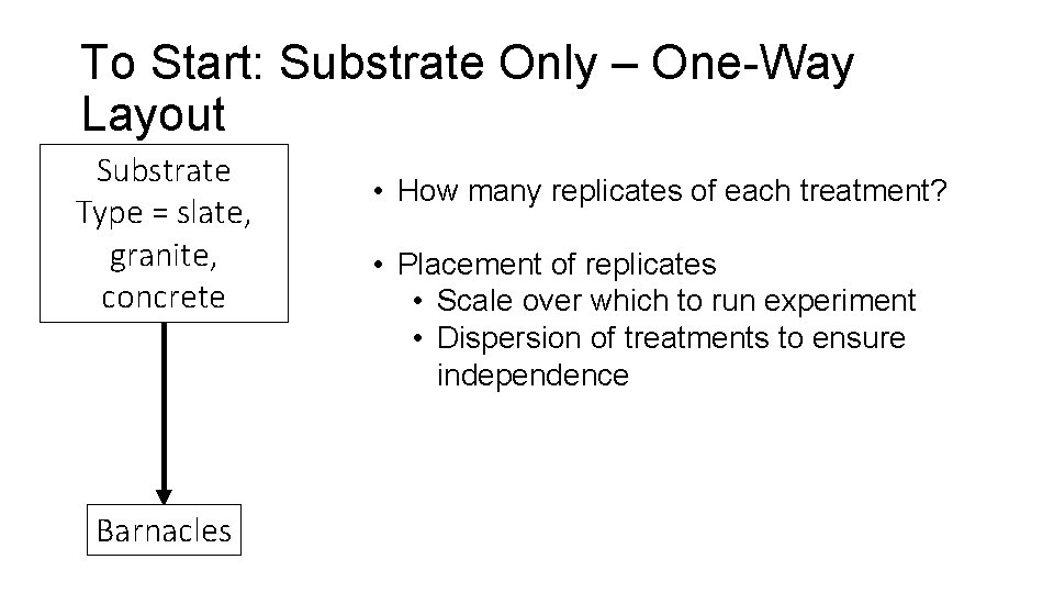 To Start: Substrate Only – One-Way Layout Substrate Type = slate, granite, concrete Barnacles
