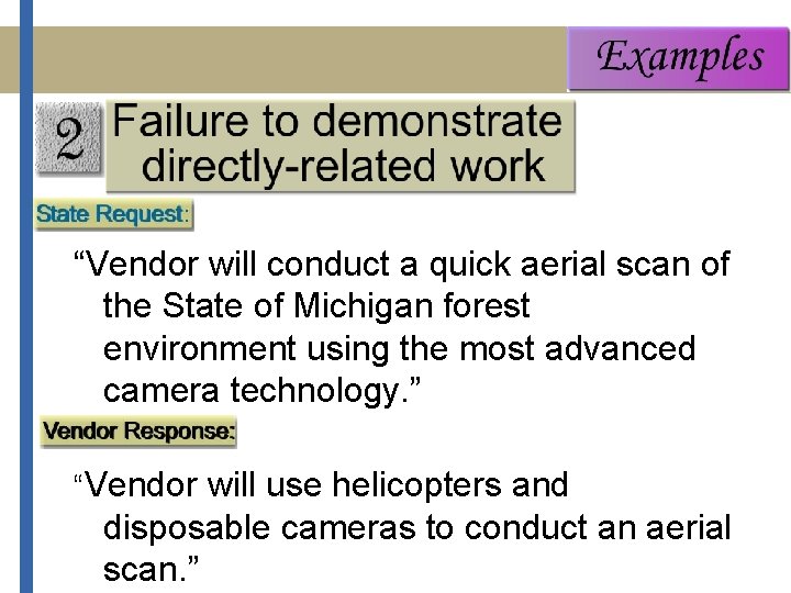 “Vendor will conduct a quick aerial scan of the State of Michigan forest environment