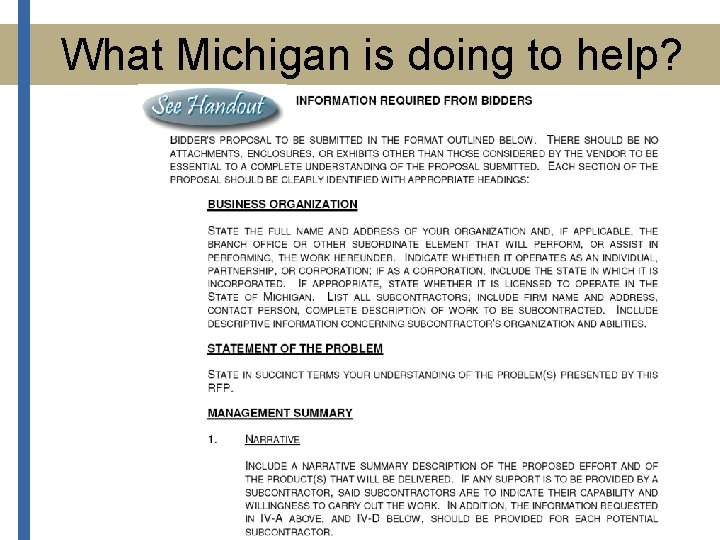 What Michigan is doing to help? 
