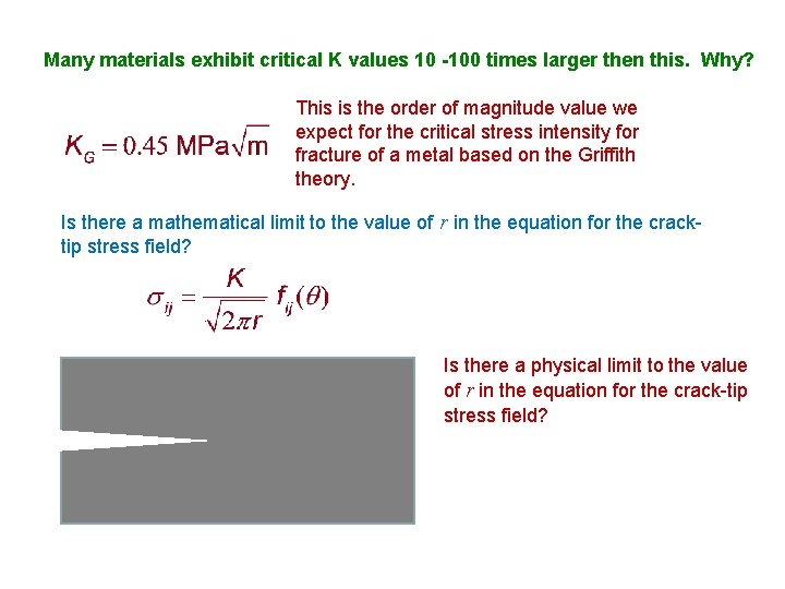 Many materials exhibit critical K values 10 -100 times larger then this. Why? This
