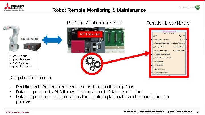 Robot Remote Monitoring & Maintenance PLC + C Application Server Function block library Io.