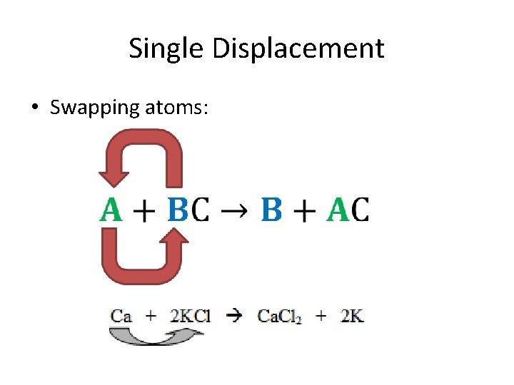 Single Displacement • Swapping atoms: 