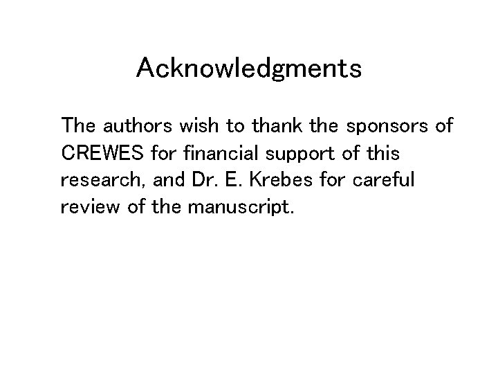 Acknowledgments The authors wish to thank the sponsors of CREWES for financial support of