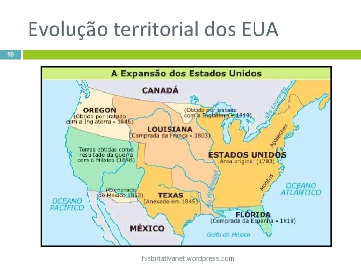 Evolução territorial dos EUA 10 historiativanet. wordpress. com 