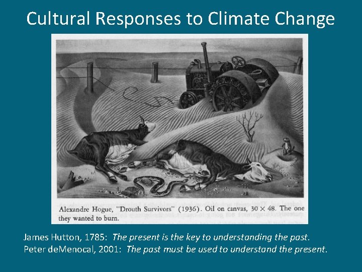 Cultural Responses to Climate Change James Hutton, 1785: The present is the key to