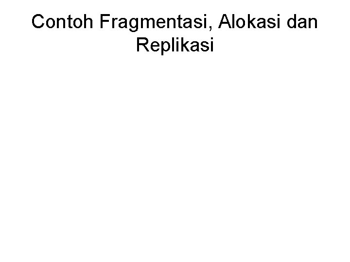 Contoh Fragmentasi, Alokasi dan Replikasi 