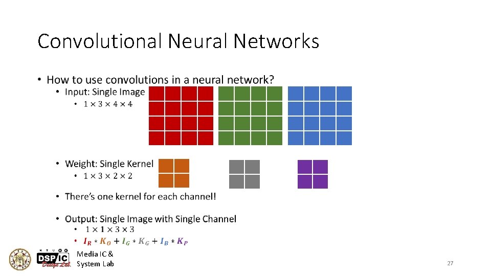 Convolutional Neural Networks • Media IC & System Lab 27 