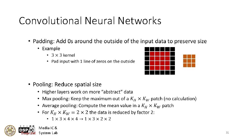 Convolutional Neural Networks • Media IC & System Lab 31 