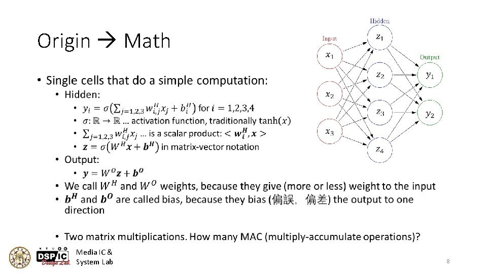 Origin Math • Media IC & System Lab 8 