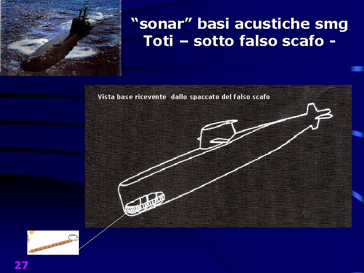 “sonar” basi acustiche smg Toti – sotto falso scafo - Vista base ricevente dallo