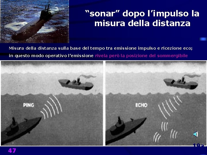 “sonar” dopo l’impulso la misura della distanza Misura della distanza sulla base del tempo