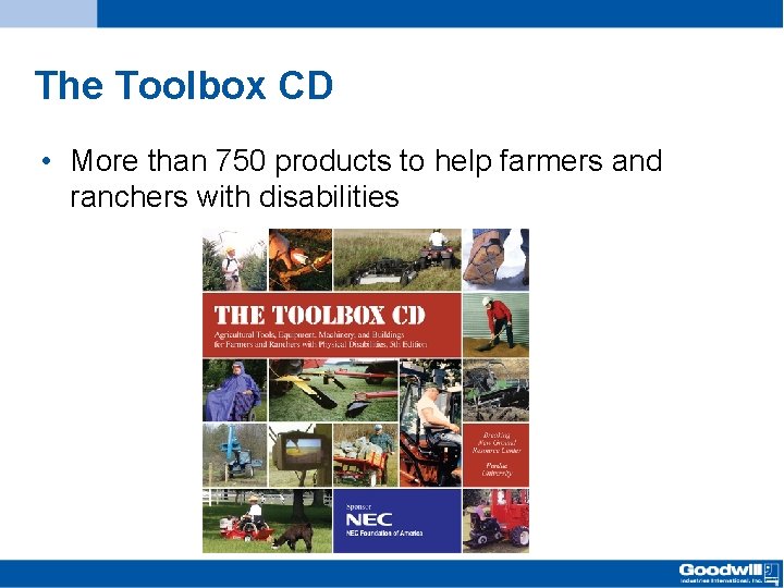 The Toolbox CD • More than 750 products to help farmers and ranchers with