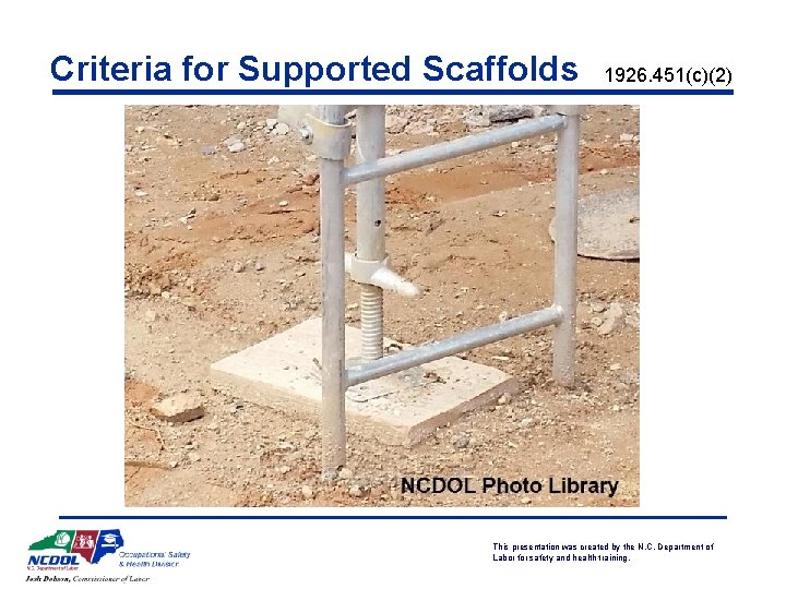 Criteria for Supported Scaffolds 1926. 451(c)(2) This presentation was created by the N. C.
