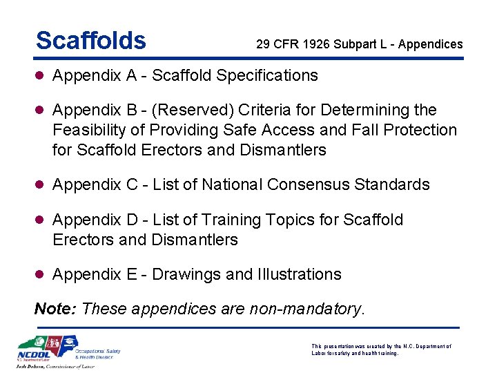 Scaffolds 29 CFR 1926 Subpart L - Appendices l Appendix A - Scaffold Specifications