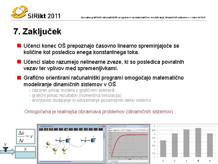 Uporaba grafičnih računalniških programov za matematično modeliranje dinamičnih sistemov v osnovni šoli 7. Zaključek