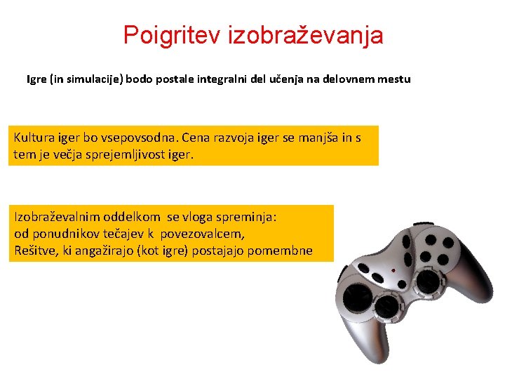 Poigritev izobraževanja Igre (in simulacije) bodo postale integralni del učenja na delovnem mestu Kultura