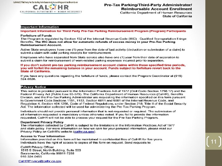 1/4/2022 Cal. HR 682 Third. Party. Pre-Tax. Parking. Reimbursement. Account. Program. Enrollment. Form 11