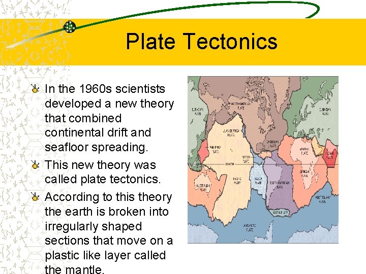 Plate Tectonics In the 1960 s scientists developed a new theory that combined continental