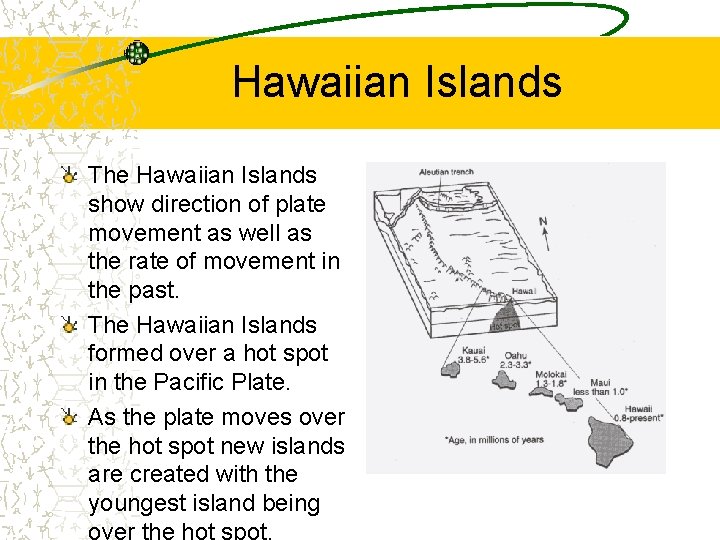 Hawaiian Islands The Hawaiian Islands show direction of plate movement as well as the
