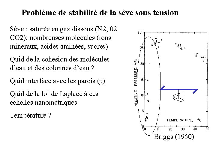 Problème de stabilité de la sève sous tension Sève : saturée en gaz dissous