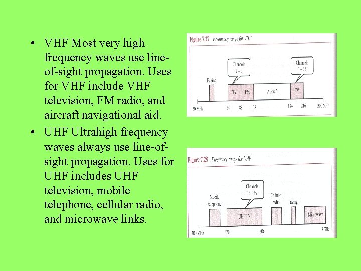  • VHF Most very high frequency waves use lineof-sight propagation. Uses for VHF