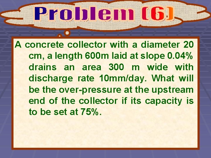 A concrete collector with a diameter 20 cm, a length 600 m laid at