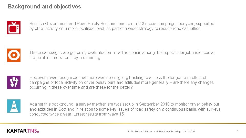 Background and objectives Scottish Government and Road Safety Scotland tend to run 2 -3