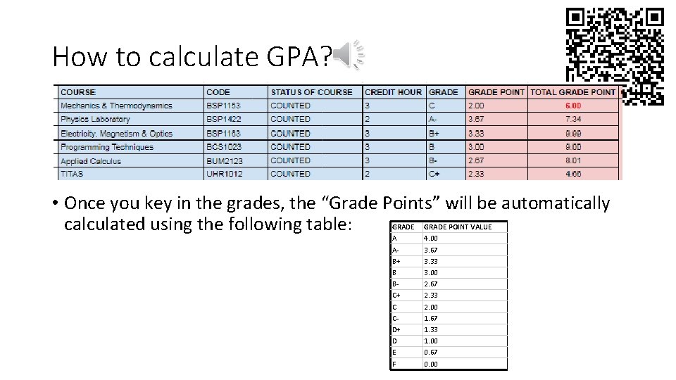How to calculate GPA? • Once you key in the grades, the “Grade Points” How to calculate GPA? • Once you key in the grades, the “Grade Points”