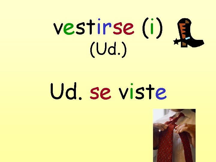 vestirse (i) (Ud. ) Ud. se viste 