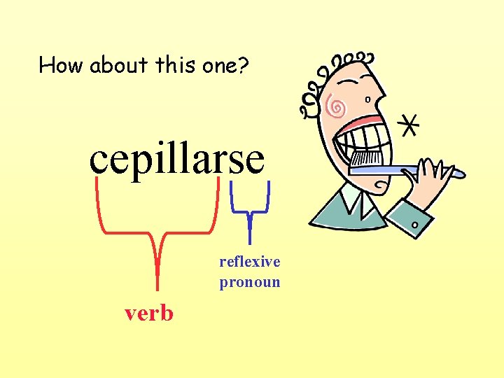 How about this one? cepillarse reflexive pronoun verb 