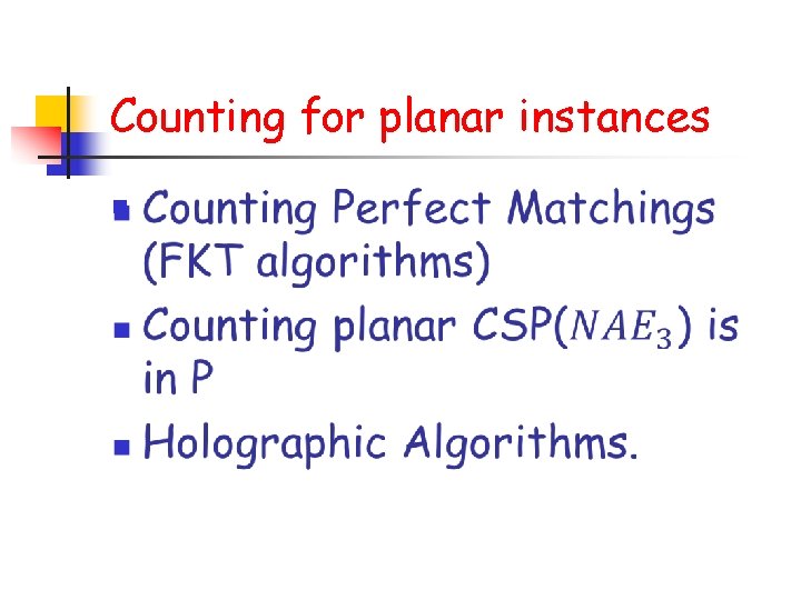 Counting for planar instances n 