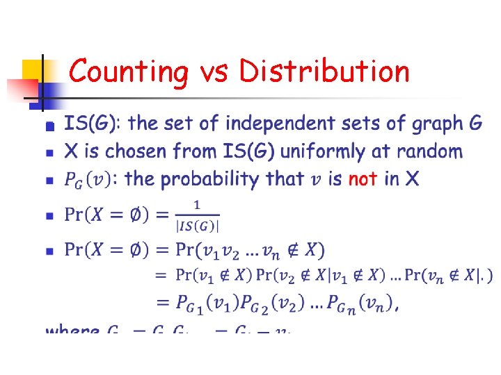 Counting vs Distribution n 