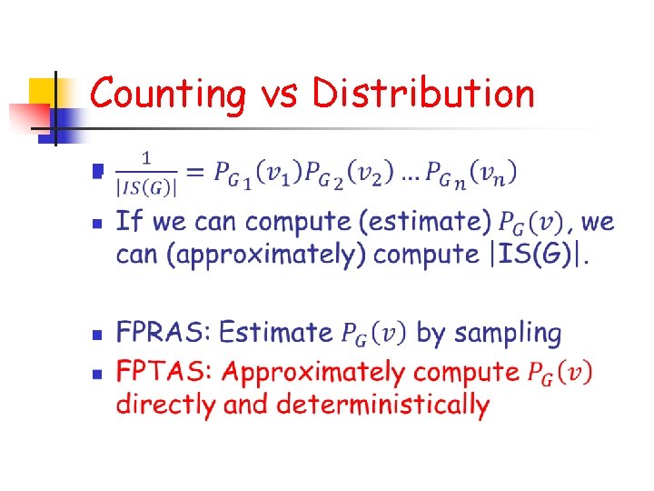 Counting vs Distribution n 