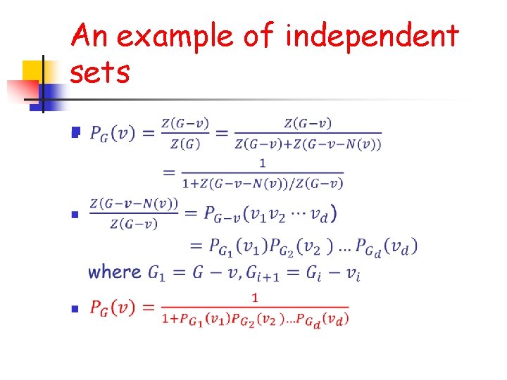 An example of independent sets n 