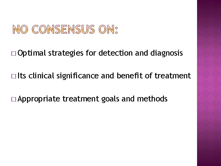 � Optimal � Its strategies for detection and diagnosis clinical significance and benefit of