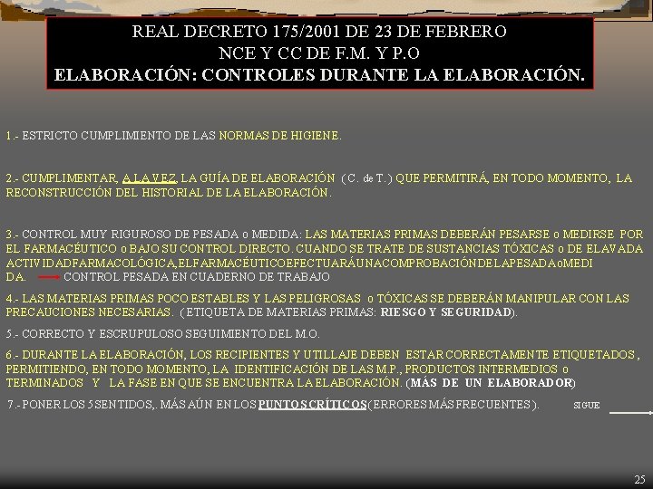 REAL DECRETO 175/2001 DE 23 DE FEBRERO NCE Y CC DE F. M. Y