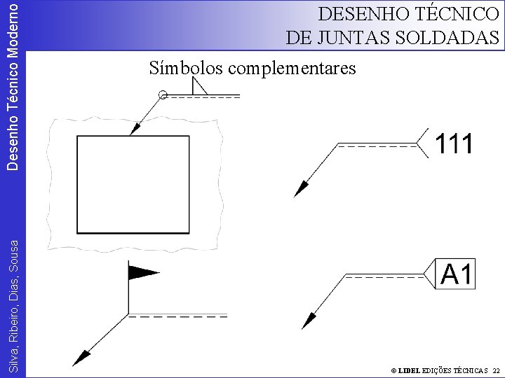 Desenho Técnico Moderno Silva, Ribeiro, Dias, Sousa DESENHO TÉCNICO DE JUNTAS SOLDADAS Símbolos complementares