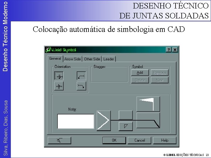Desenho Técnico Moderno Silva, Ribeiro, Dias, Sousa DESENHO TÉCNICO DE JUNTAS SOLDADAS Colocação automática