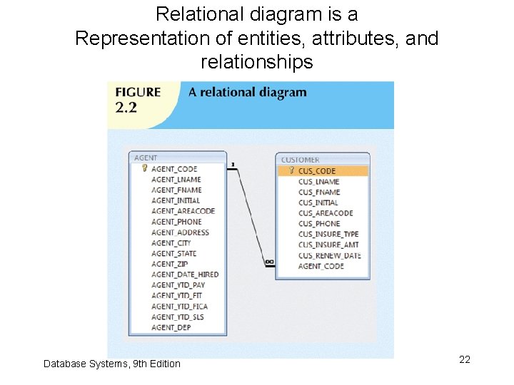 Relational diagram is a Representation of entities, attributes, and relationships Database Systems, 9 th