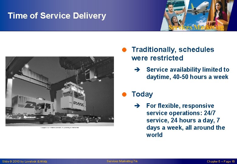 Time of Service Delivery Services Marketing = Traditionally, schedules were restricted è Service availability