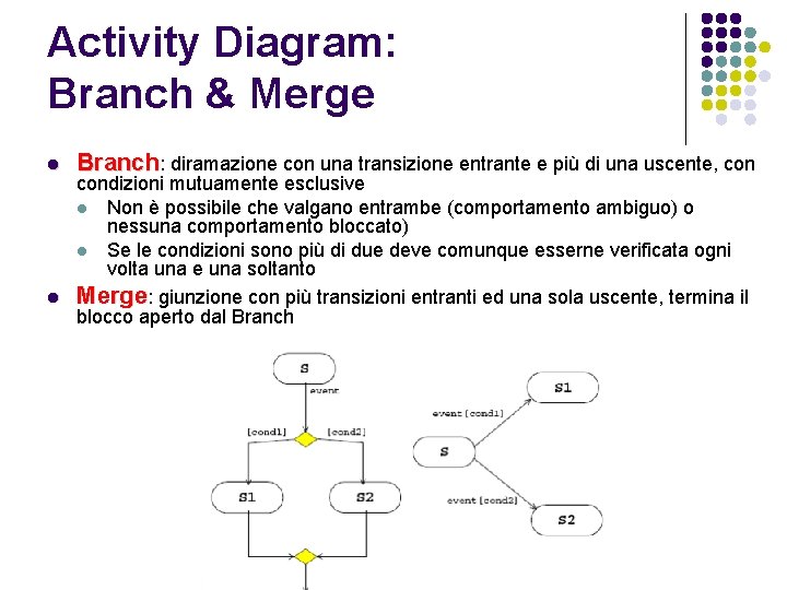 Activity Diagram: Branch & Merge l Branch: diramazione con una transizione entrante e più