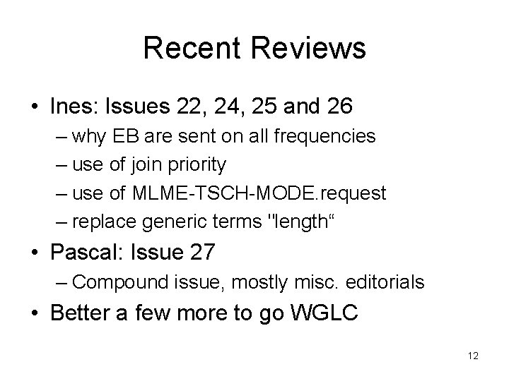 Recent Reviews • Ines: Issues 22, 24, 25 and 26 – why EB are