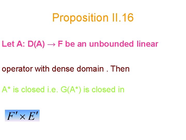 Proposition II. 16 Let A: D(A) → F be an unbounded linear operator with