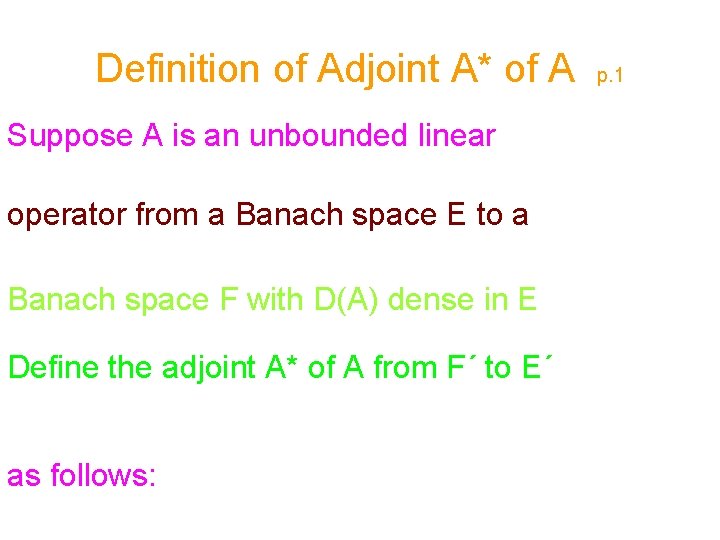 Definition of Adjoint A* of A Suppose A is an unbounded linear operator from
