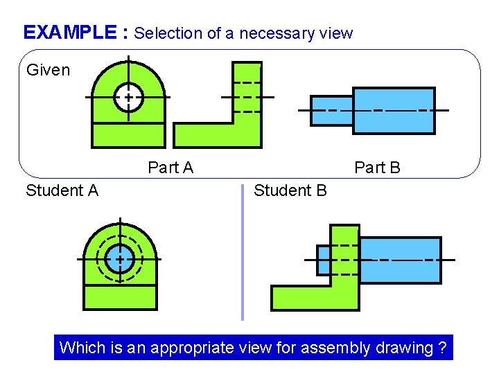 EXAMPLE : Selection of a necessary view Given Part A Student A Part B