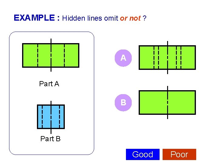 EXAMPLE : Hidden lines omit or not ? A Part A B Part B