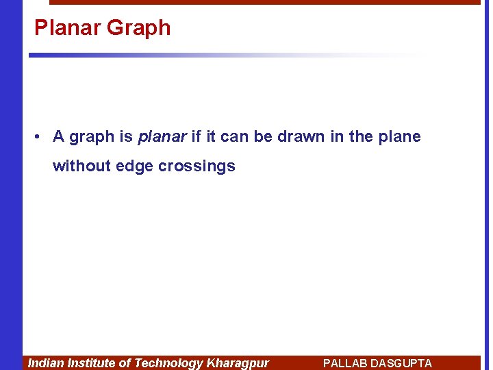Planar Graph • A graph is planar if it can be drawn in the