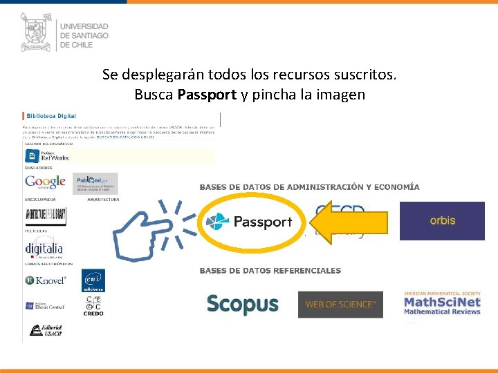 Se desplegarán todos los recursos suscritos. Busca Passport y pincha la imagen 